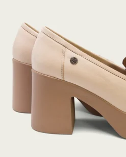 PORRONET Mocasines|Mocasines De Tacón En Piel Taupe Laia