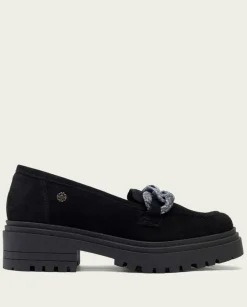 PORRONET Mocasines|Mocasines Planos Negros Con Adorno Saiko