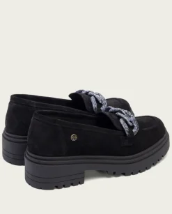 PORRONET Mocasines|Mocasines Planos Negros Con Adorno Saiko