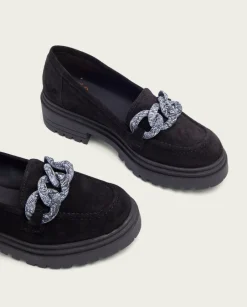 PORRONET Mocasines|Mocasines Planos Negros Con Adorno Saiko