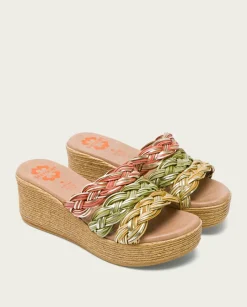 PORRONET Sandalias Cuña|Sandalia Cuña Con Pala Textil Colores Ivana