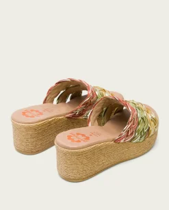 PORRONET Sandalias Cuña|Sandalia Cuña Con Pala Textil Colores Ivana