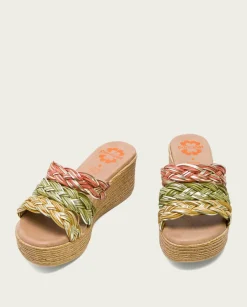 PORRONET Sandalias Cuña|Sandalia Cuña Con Pala Textil Colores Ivana