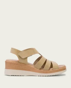 PORRONET Sandalias Cuña|Sandalia Cuña Piel Arena Leila