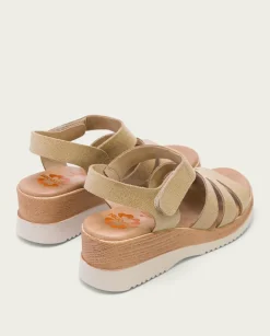 PORRONET Sandalias Cuña|Sandalia Cuña Piel Arena Leila