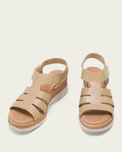 PORRONET Sandalias Cuña|Sandalia Cuña Piel Arena Leila