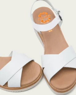 PORRONET Sandalias Cuña|Sandalia Cuña Piel Blanco Fiore