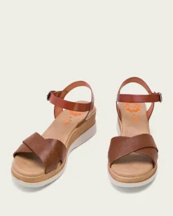 PORRONET Sandalias Cuña|Sandalia Cuña Piel Cuero Fiore