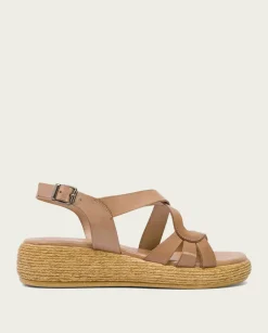 PORRONET Sandalias Cuña|Sandalia Cuña Piel Taupe Gisela