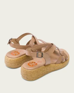 PORRONET Sandalias Cuña|Sandalia Cuña Piel Taupe Gisela