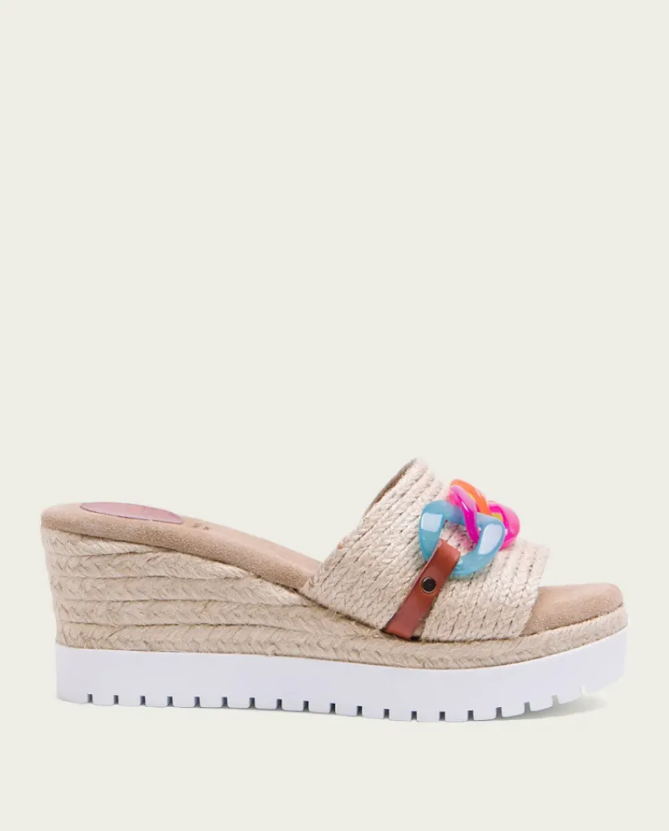 PORRONET Sandalias Cuña|Sandalia Cuña Rafia Colores Lua