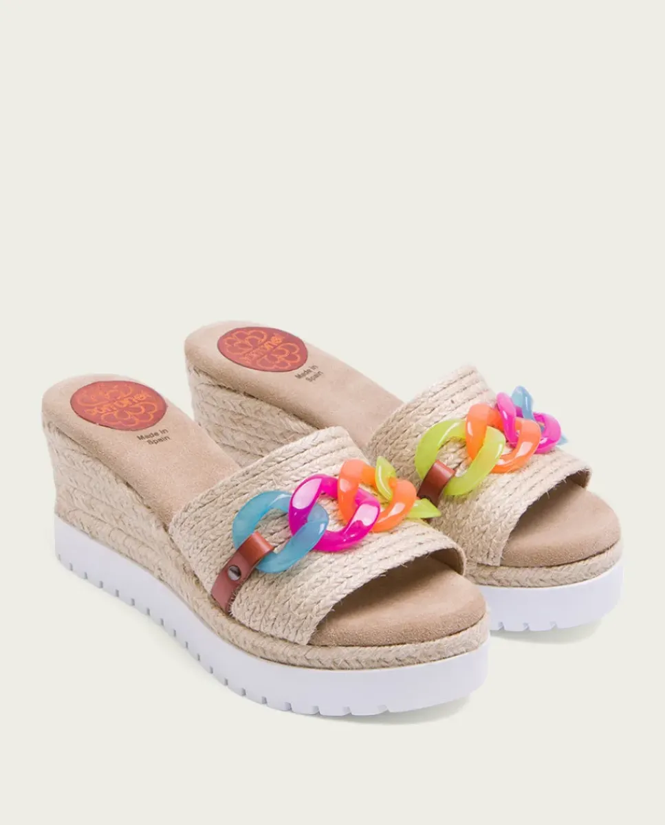 PORRONET Sandalias Cuña|Sandalia Cuña Rafia Colores Lua