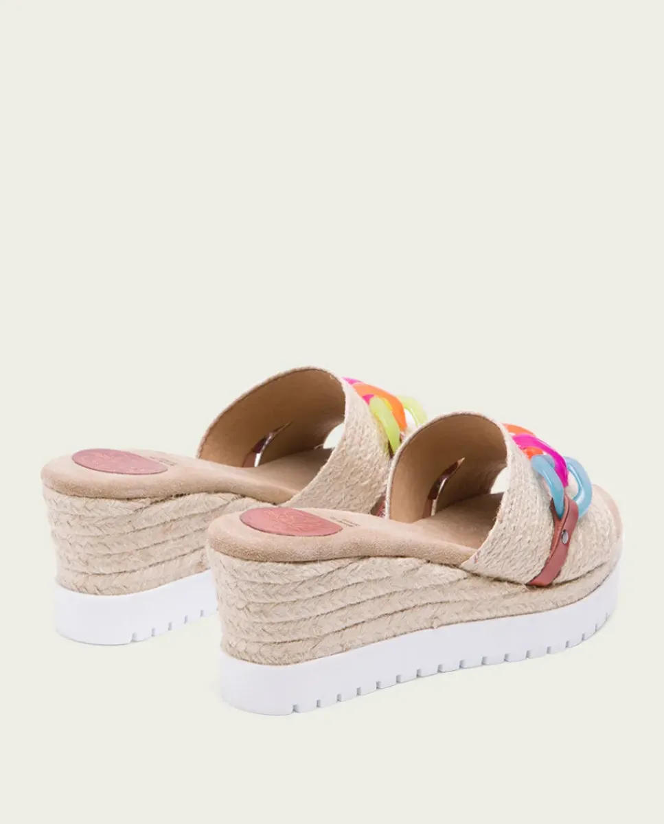PORRONET Sandalias Cuña|Sandalia Cuña Rafia Colores Lua