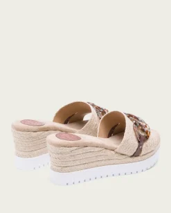 PORRONET Sandalias Cuña|Sandalia Cuña Rafia Marron Lua