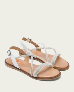 PORRONET Sandalias Planas|Sandalia Plana Con Brillantes Blanca Axa