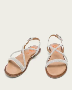 PORRONET Sandalias Planas|Sandalia Plana Con Brillantes Blanca Axa