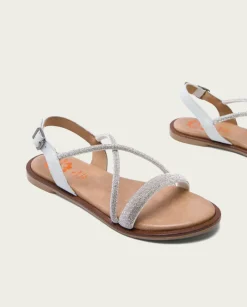 PORRONET Sandalias Planas|Sandalia Plana Con Brillantes Blanca Axa