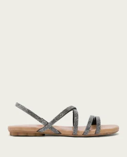 PORRONET Sandalias Planas|Sandalia Plana De Brillantes Plomo Aitana