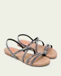 PORRONET Sandalias Planas|Sandalia Plana De Brillantes Plomo Aitana