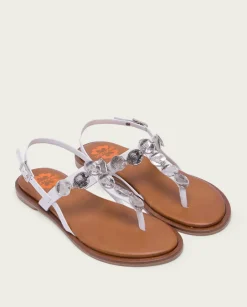 PORRONET Sandalias Planas|Sandalia Plana Piel Blanco Antonella