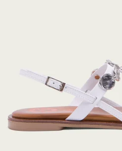 PORRONET Sandalias Planas|Sandalia Plana Piel Blanco Antonella