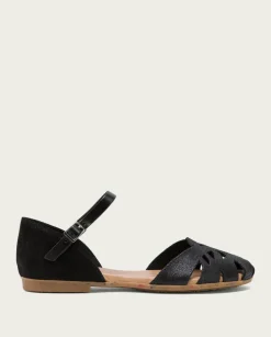 PORRONET Sandalias Planas|Sandalia Plana Piel Negro Adriana