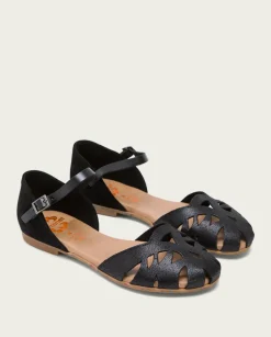 PORRONET Sandalias Planas|Sandalia Plana Piel Negro Adriana