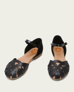 PORRONET Sandalias Planas|Sandalia Plana Piel Negro Adriana
