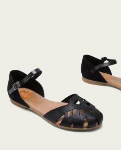 PORRONET Sandalias Planas|Sandalia Plana Piel Negro Adriana