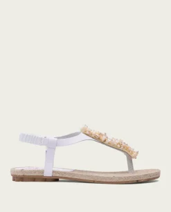 PORRONET Sandalias Planas|Sandalia Plana Yute Y Piel Blanco Martia