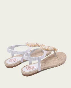 PORRONET Sandalias Planas|Sandalia Plana Yute Y Piel Blanco Martia