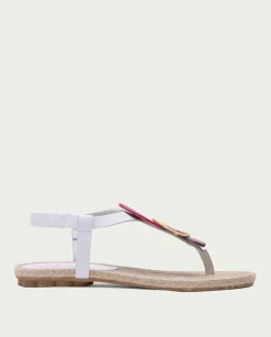 PORRONET Sandalias Planas|Sandalia Plana Yute Y Piel Blanco Mia