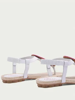 PORRONET Sandalias Planas|Sandalia Plana Yute Y Piel Blanco Mia