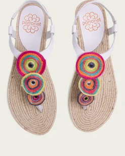 PORRONET Sandalias Planas|Sandalia Plana Yute Y Piel Blanco Mia