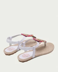 PORRONET Sandalias Planas|Sandalia Plana Yute Y Piel Blanco Mia
