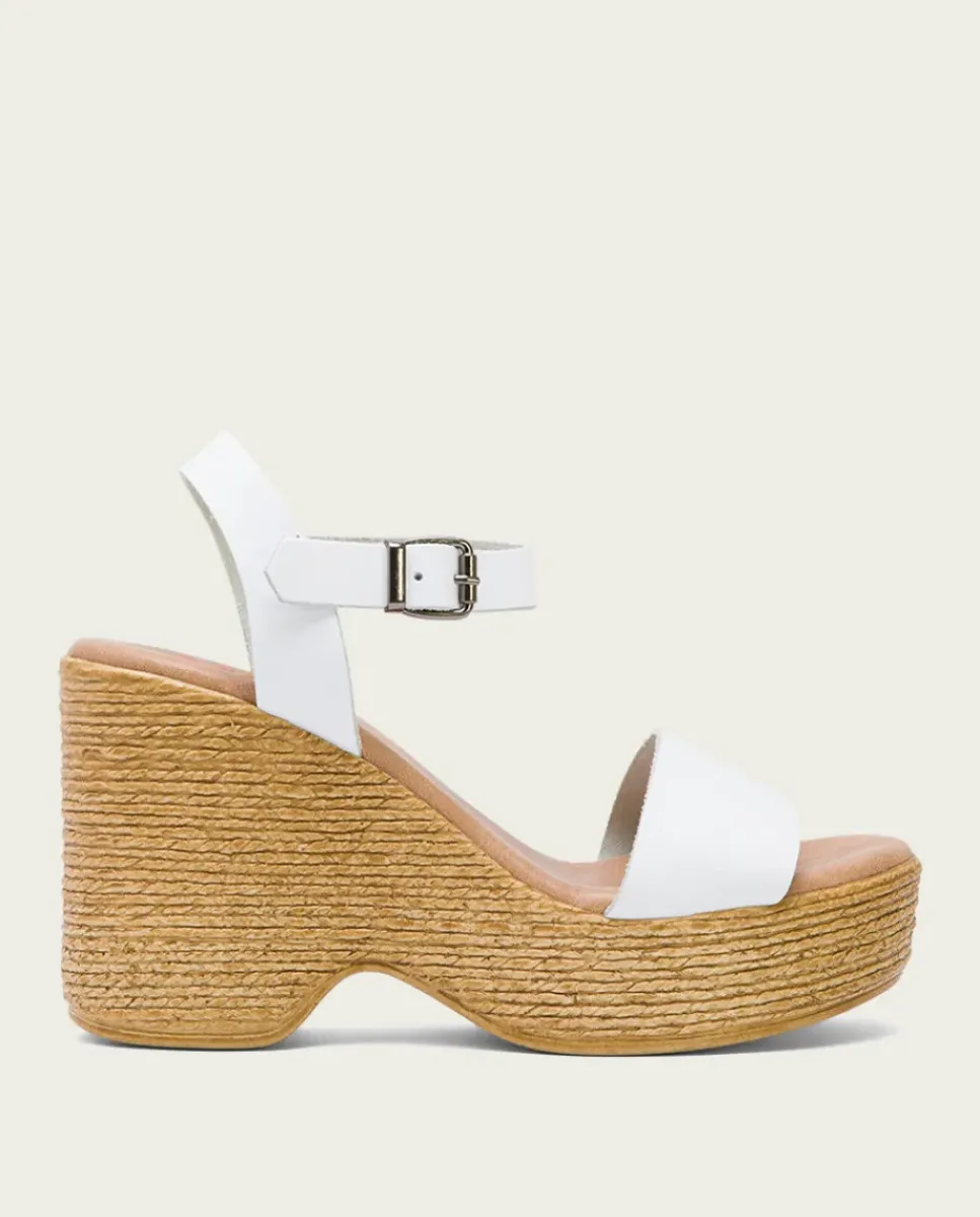 PORRONET Sandalias Cuña|Sandalia Tacón Alto Blanco Michele