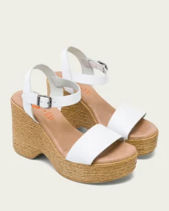 PORRONET Sandalias Cuña|Sandalia Tacón Alto Blanco Michele
