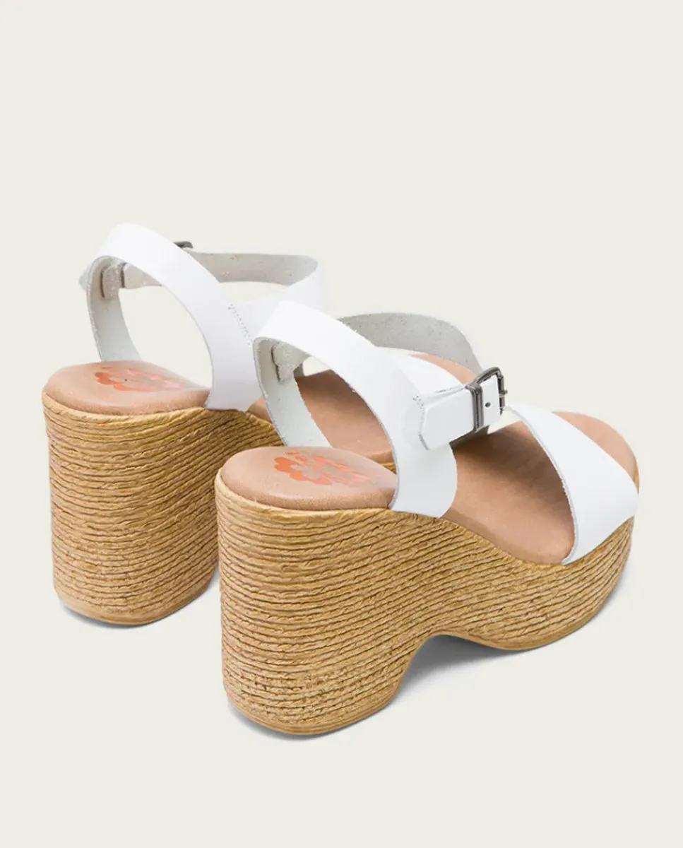 PORRONET Sandalias Cuña|Sandalia Tacón Alto Blanco Michele