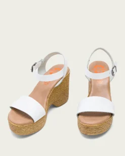 PORRONET Sandalias Cuña|Sandalia Tacón Alto Blanco Michele