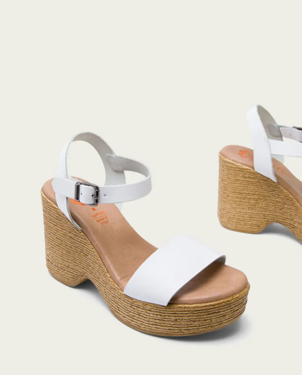 PORRONET Sandalias Cuña|Sandalia Tacón Alto Blanco Michele