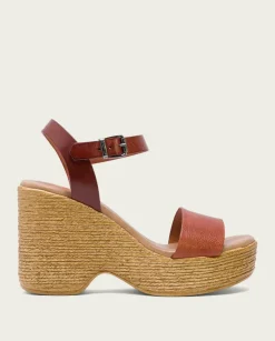 PORRONET Sandalias Cuña|Sandalia Tacón Alto Cuero Michele