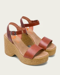 PORRONET Sandalias Cuña|Sandalia Tacón Alto Cuero Michele