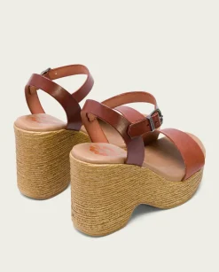 PORRONET Sandalias Cuña|Sandalia Tacón Alto Cuero Michele