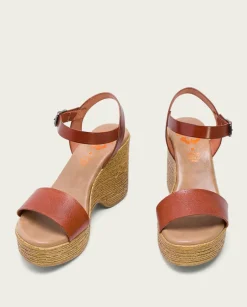 PORRONET Sandalias Cuña|Sandalia Tacón Alto Cuero Michele