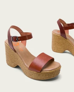 PORRONET Sandalias Cuña|Sandalia Tacón Alto Cuero Michele