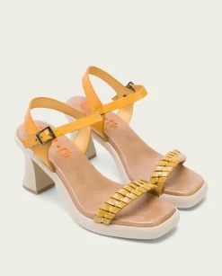 PORRONET Sandalias Tacón|Sandalia Tacón Alto Mostaza Kali