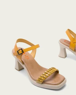 PORRONET Sandalias Tacón|Sandalia Tacón Alto Mostaza Kali