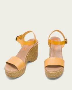 PORRONET Sandalias Cuña|Sandalia Tacón Alto Mostaza Michele