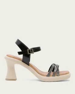 PORRONET Sandalias Tacón|Sandalia Tacón Alto Negro Karah