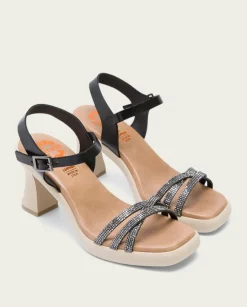 PORRONET Sandalias Tacón|Sandalia Tacón Alto Negro Karah
